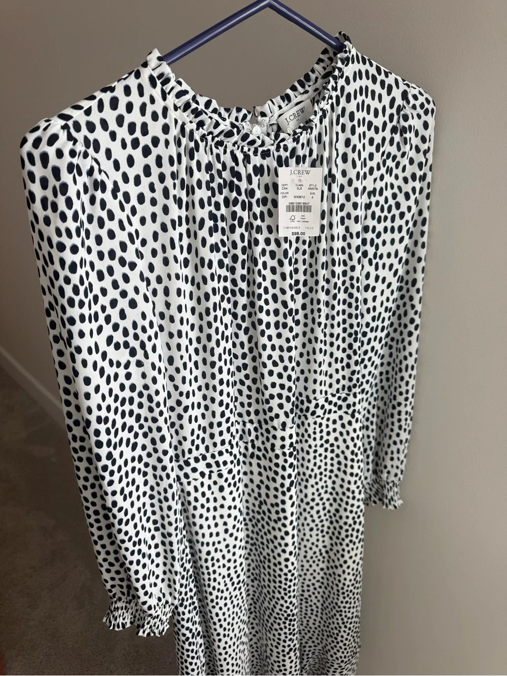 NWT J. Crew Ruffle-neck leopard peasant dress (Size 4)